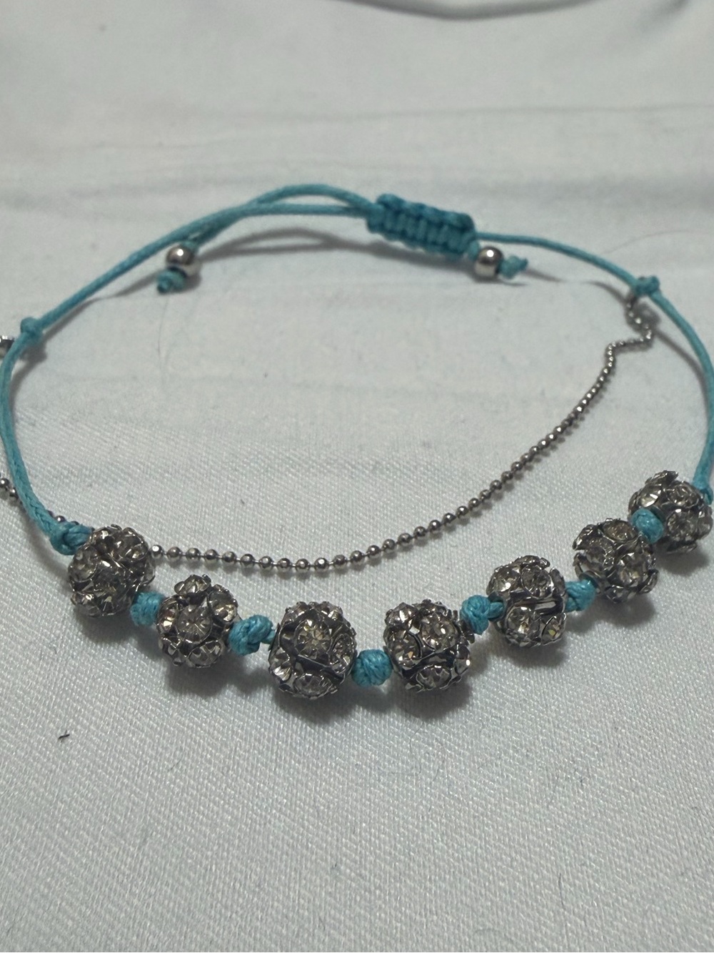 Turquoise Pewter Bead Adjustable Bracelet NWOT
